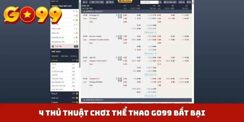 4 thủ thuật chơi thể thao GO99 bất bại